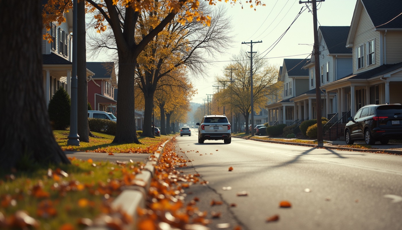 Eye-level view of a charming Nashville neighborhood street
