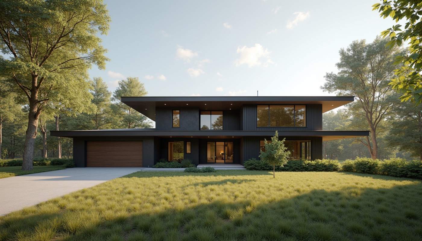 Wide angle view of a modern home exterior in Tennessee